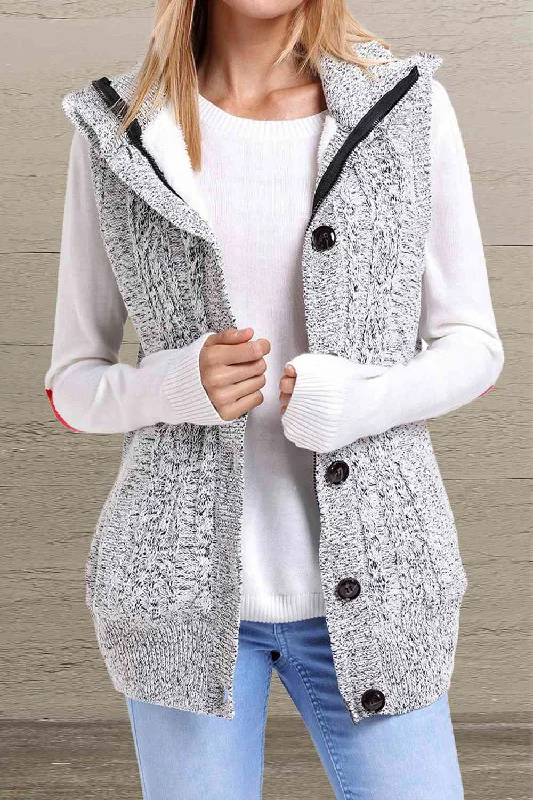 Unbeatable Deal Button and Zip Closure Hooded Sweater Vest