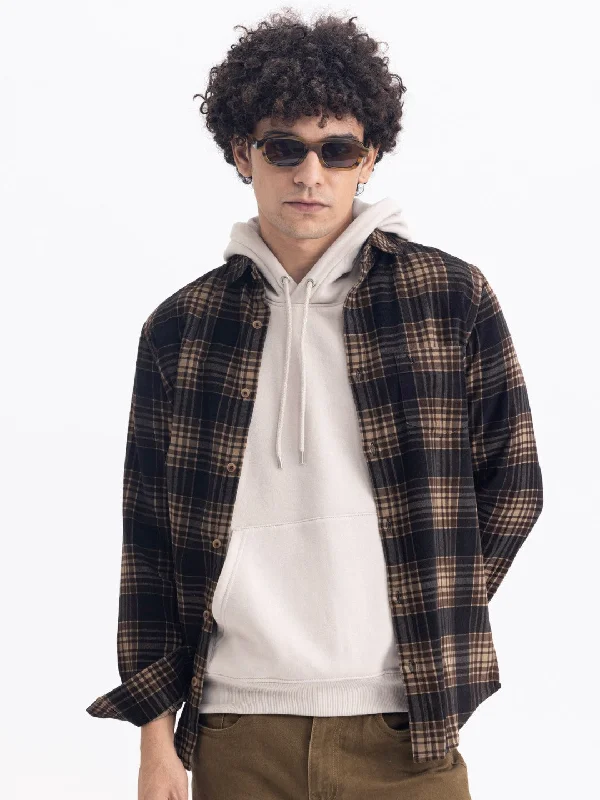 Clearance Sale Brown Medium Checks Shirt