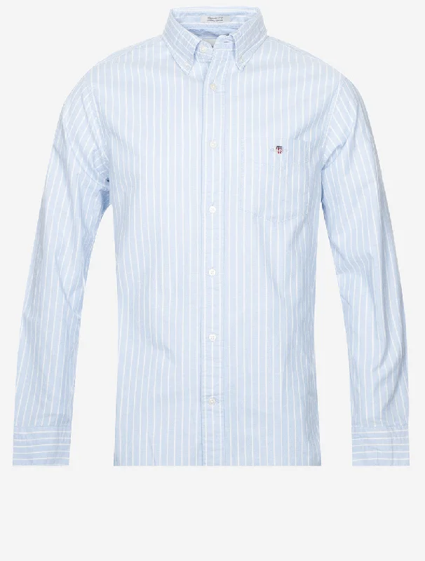 Value Deals Regular Oxford Stretch Stripe Shirt Light Blue