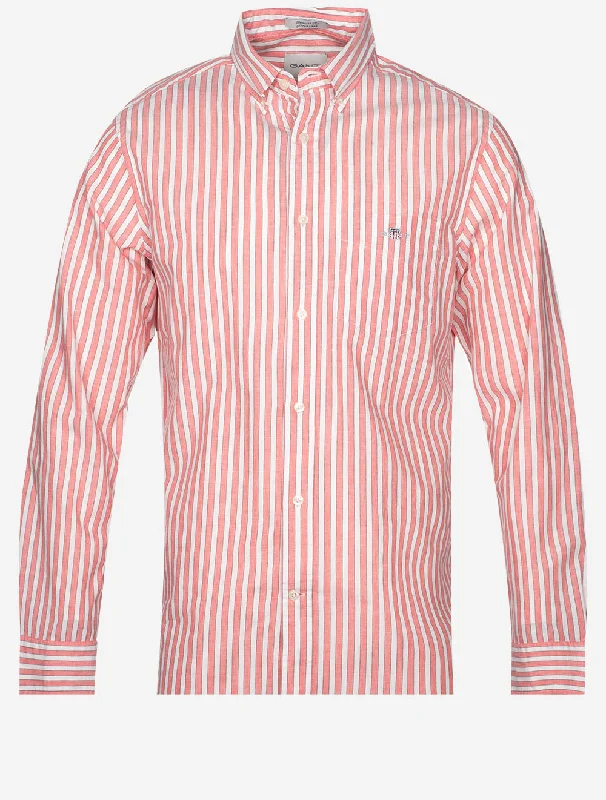 Weekend Deals That Impress Regular Cotton Linen Stripe Shirt Sunset Pink