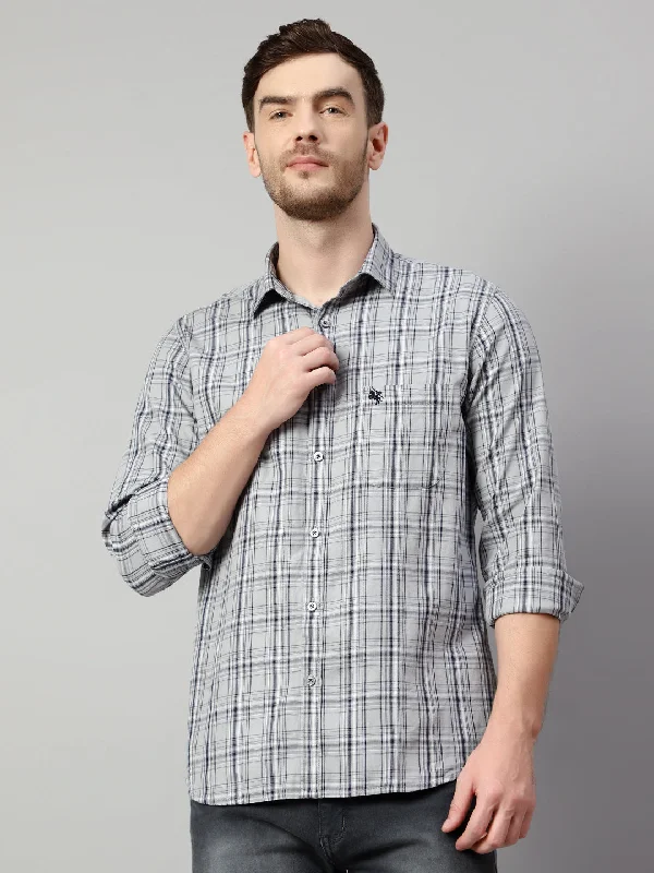 The Best Prices Men's Grey Casual Medium Checks Full Sleeve Shirt