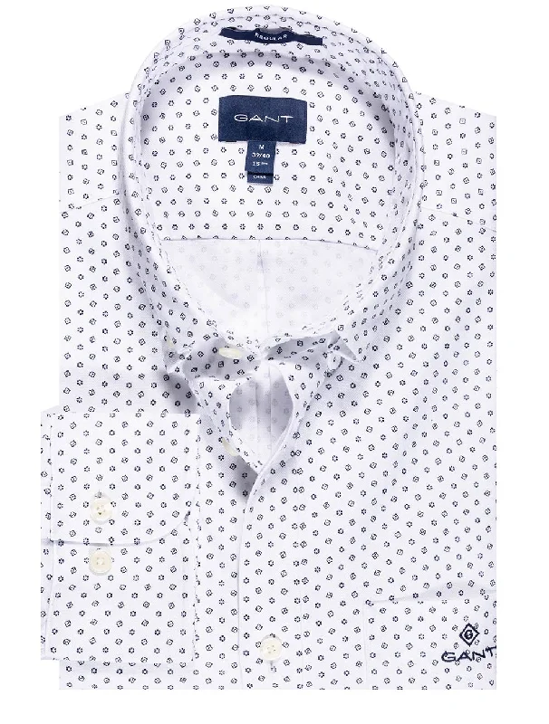 Weekend Savings Bonanza Regular Fit Geometric Floral Print Shirt White