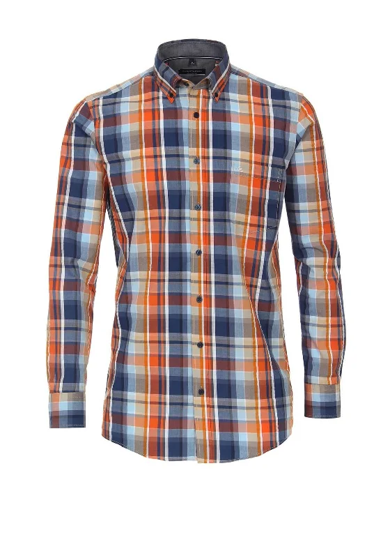 Weekend Discounts Worth Grabbing Casa Moda Long Sleeve Gingham Square Print Shirt, Blue & Orange Multi Weekend Discounts Worth Grabbing Casa Moda Long Sleeve Gingham Square Print Shirt, Blue & Orange Multi