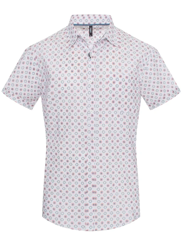 Big Deal MPS-3046 Vintage-Inspired Floral Print Short-Sleeve Shirt