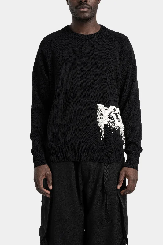 Weekend Specials You Can't Miss Embroidered crewneck knit sweater