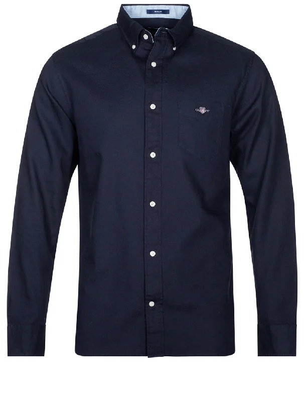 New Deals Regular Honeycomb Texture Weave Shirt Evening Blue