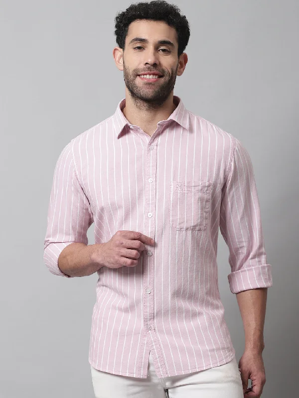 Weekend Sale: Don't Miss Out Men's Light Pink Casual Narrow Stripe Full Sleeve Shirt Weekend Sale: Don't Miss Out Men's Light Pink Casual Narrow Stripe Full Sleeve Shirt