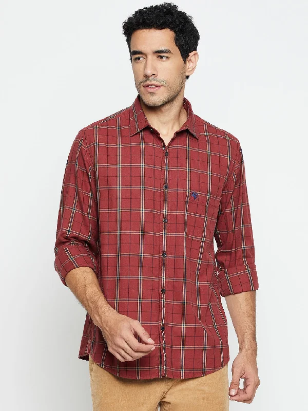 Weekend Bargains to Enjoy Men's Maroon Casual Big Checks Full Sleeve Shirt