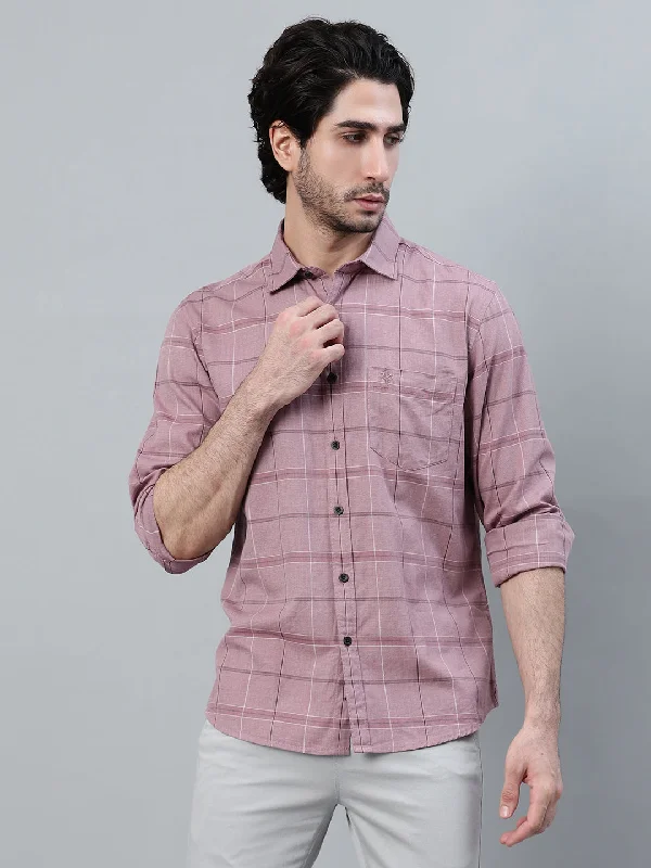 Low Cost Men's Purple Checkered Full Sleeve Casual Shirt