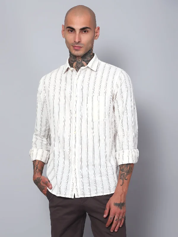 Extra Savings Men's Ecru Casual Big Checks Full Sleeve Shirt