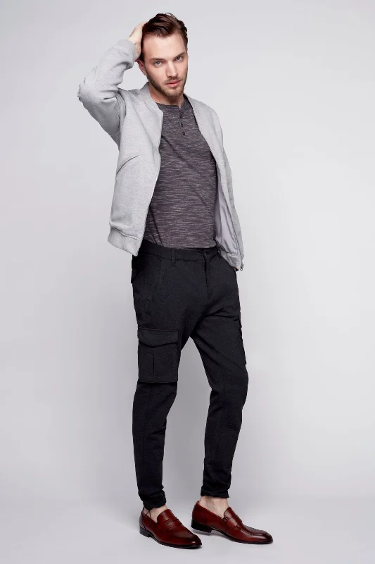 Massive Deal DEAN -  Slim Fit Convertible Cargo Ponte Knit Jogger - Charcoal