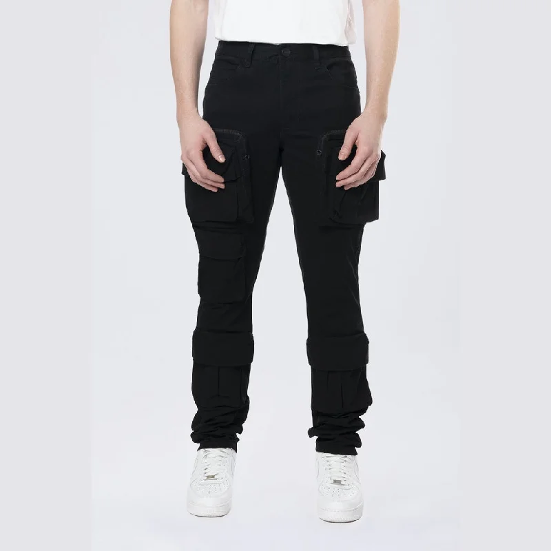 Weekend Specials to Snag Long Slim 5 Pocket Cargo Twill Pants - Black