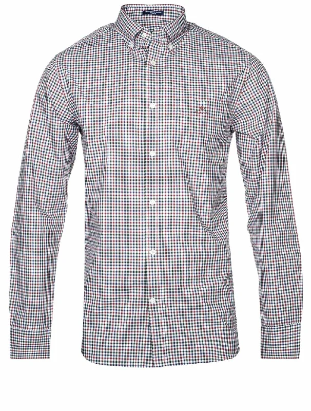 Act Fast Regular Fit 3-Color Gingham Broadcloth Shirt Cabernet Red