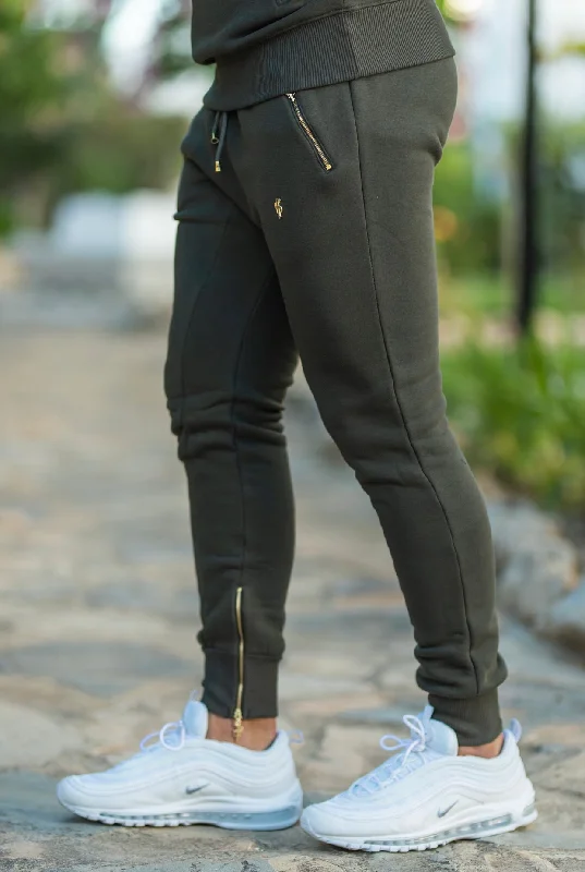 Deal Zone Father Sons Khaki & Gold Tapered Bottoms with Ankle Zip Detail - FSH482