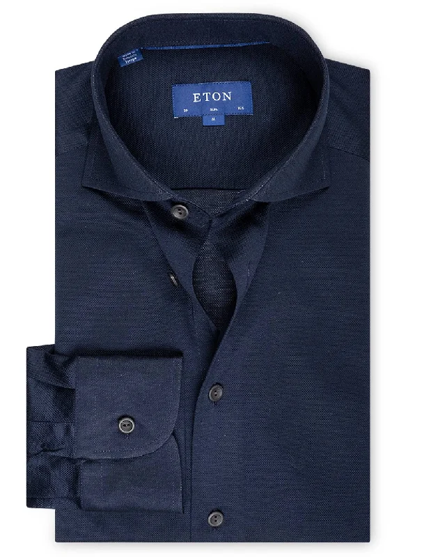 Grand Opening Sale Slim Pique Jersey Slim Shirt Navy