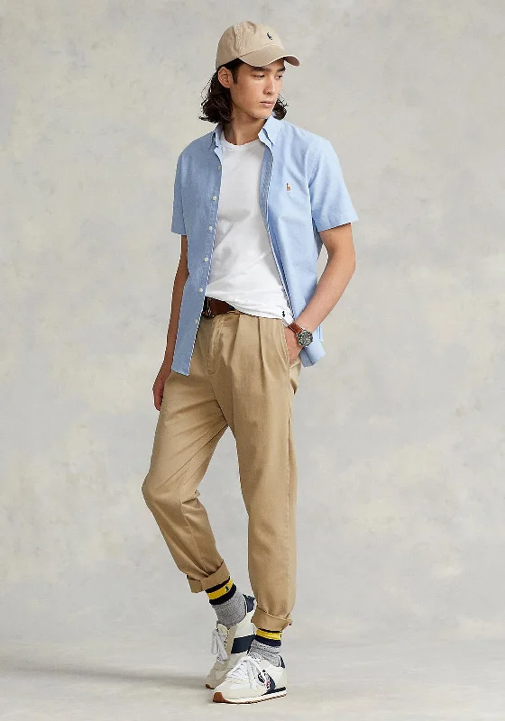 Weekend-Only Price Drops Ralph Lauren Slim Short Sleeved Oxford Shirt, Light Blue