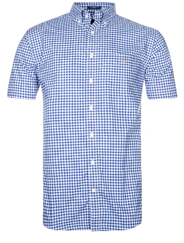 Savings Event Regular Broadcloth Gingham SS Bd College Blue