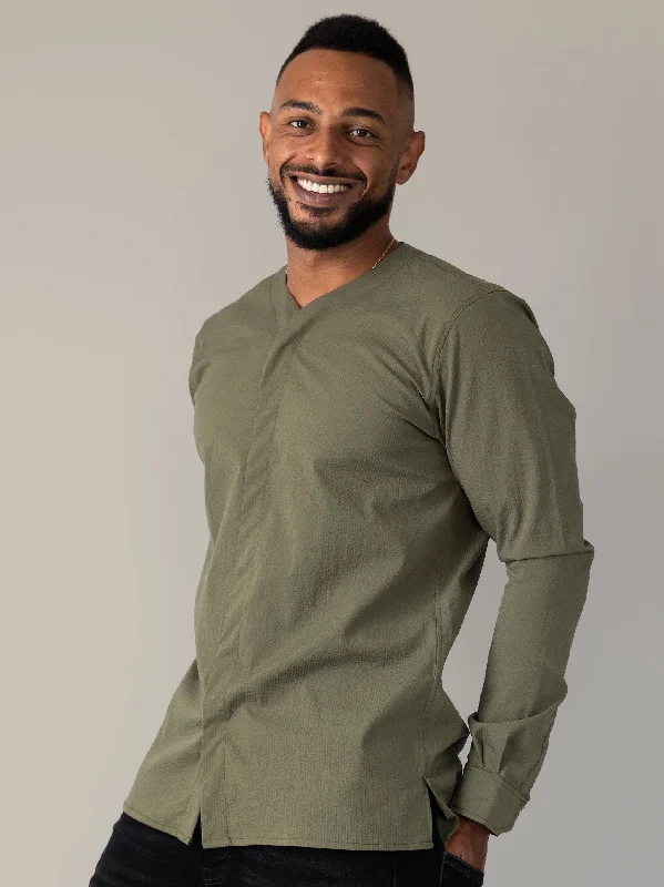 New Deals SeerTech™ Collarless Long Sleeve - Khaki (Recycled)