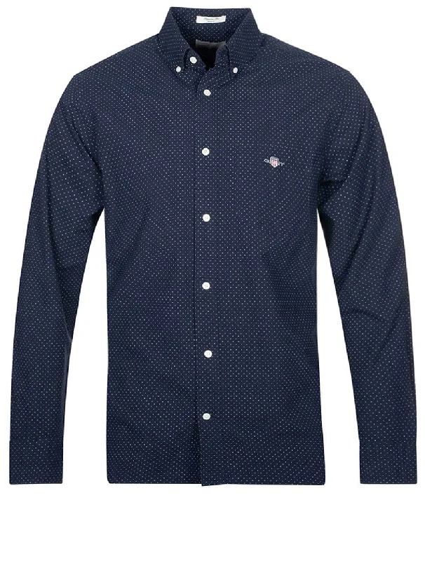 TIME-Limited Offer Regular Fit Micro Dot Poplin Shirt Evening Blue