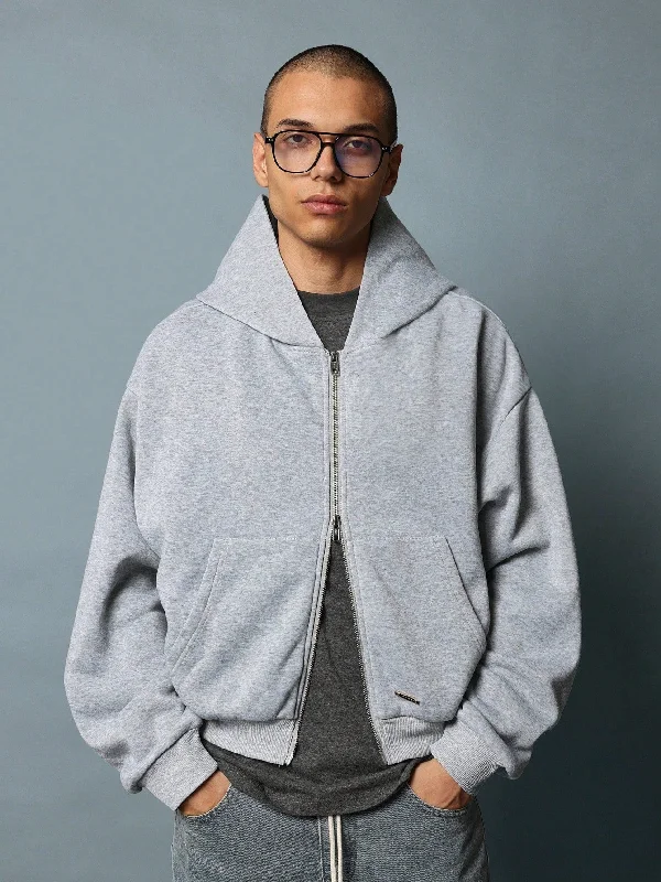 Huge Discounts Crop Fit Zip Through Heavyweight Essential Hoodie