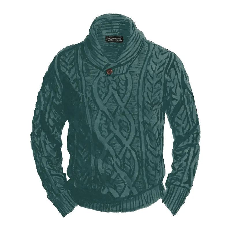 Online Only Aran Shawl Collar Sweater