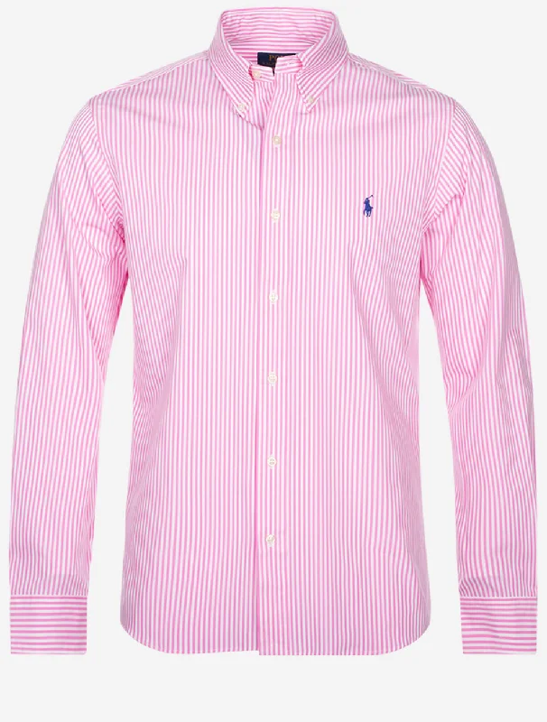 Unwind with Weekend Discounts Buttondown Stripe Shirt Pink White