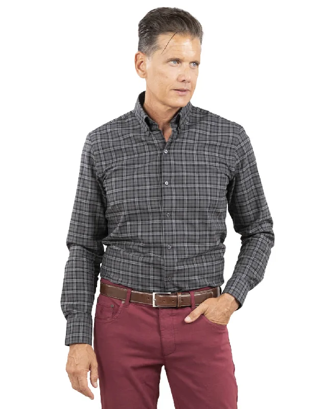 Epic Value Slim Fit Burgundy Brushed Twill Check Button Down Shirt