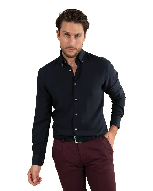 Instant Deal Dark Blue Tencel Button Down Shirt