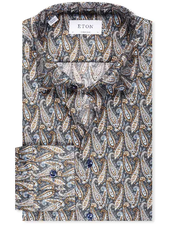 Stock Up Contemporary Paisley Shirt Navy