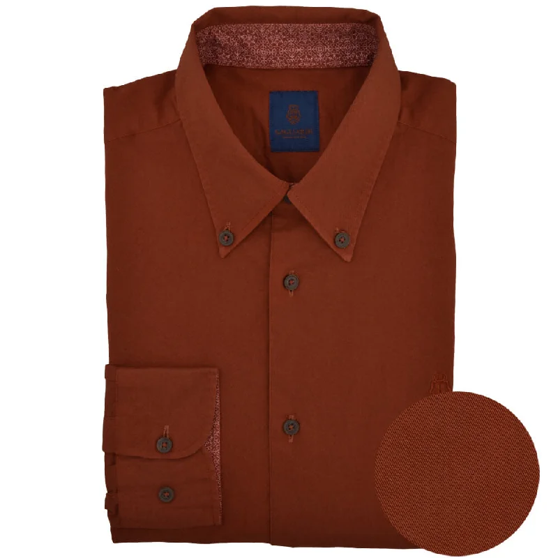Weekend Discounts to Delight Slim Fit Rust Oxford Button Down Collar Shirt