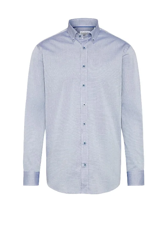 Weekend Specials to Savor Bugatti Long Sleeve Button-Up Shirt, Dark Blue