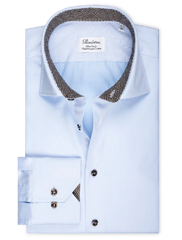 Top Pick Plain Contrast Inlay Shirt Blue