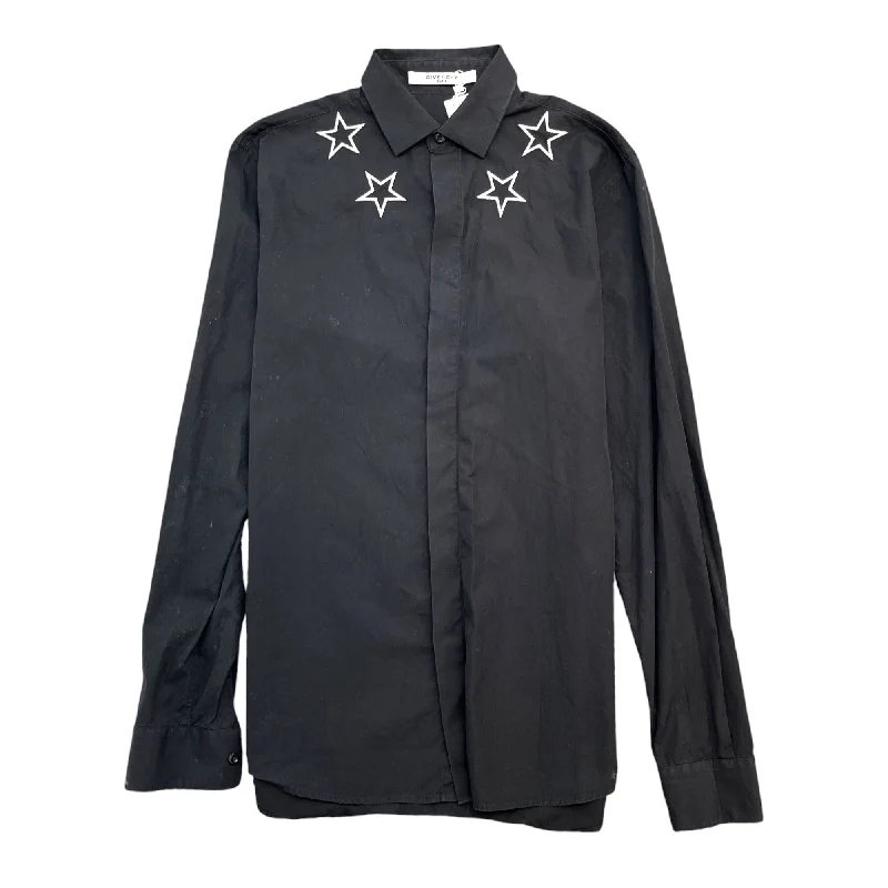Sneak Peek Sale Men's Embroidered Star Shirt Black Size S