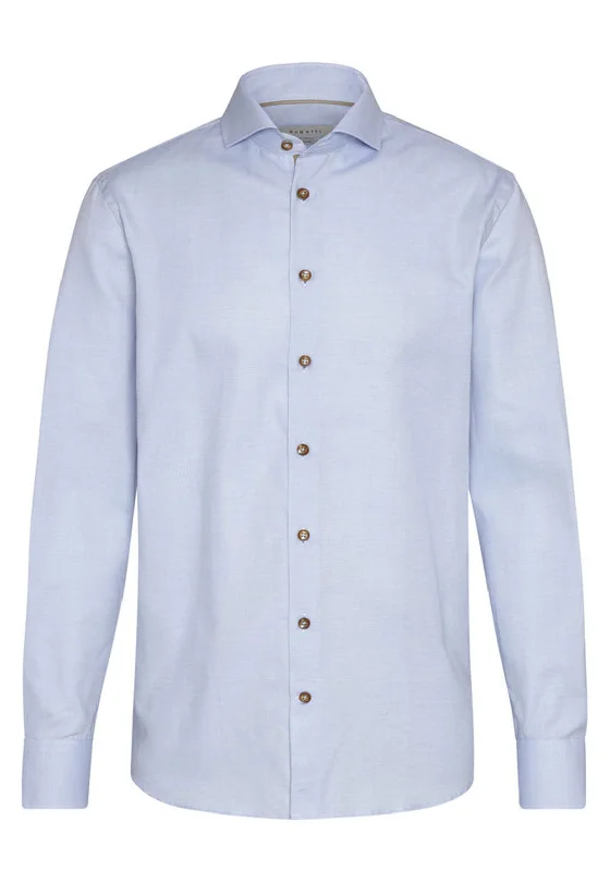 Midnight Madness Bugatti Easy Care Cotton Geo Print Shirt, Blue
