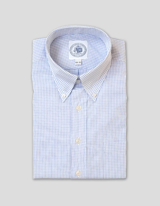 Midnight Sale LIGHT BLUE TATTERSALL BUTTON DOWN DRESS SHIRT