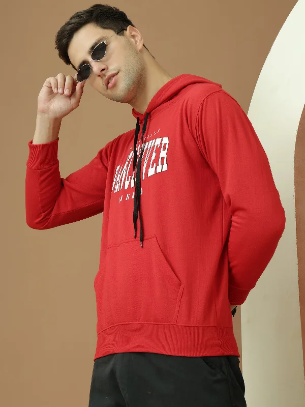 Weekend Discounts to Grab VimaL Jonney Regular Fit Maroon Printed Hoodie For Men