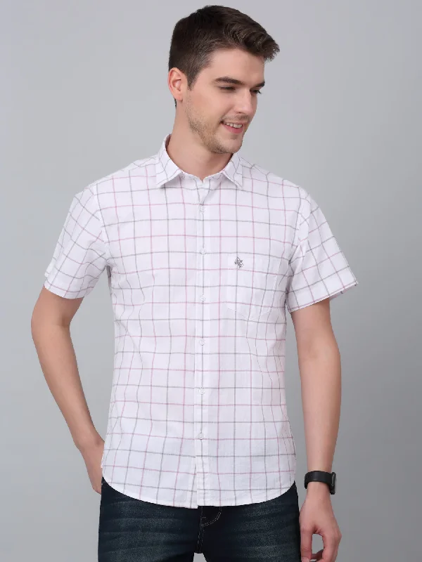 Best Choice Men's White Casual Medium Checks Half sleeve Shirt