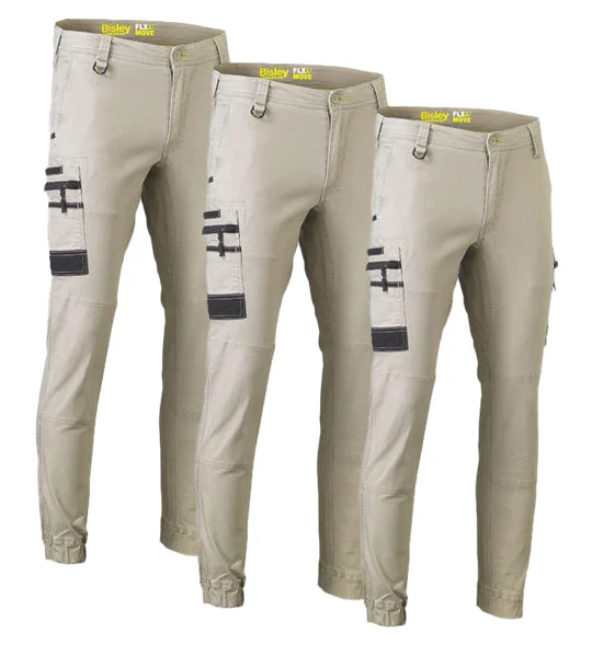 Daily Deals Bisley Flex And Move Stretch Cargo Cuffed Pants BPC6334-1 (Pack of 3)