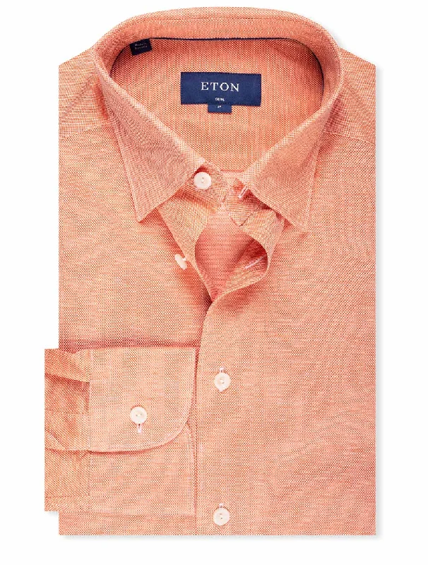 Overstock Slim Fit Button Under Jersey Shirt Orange