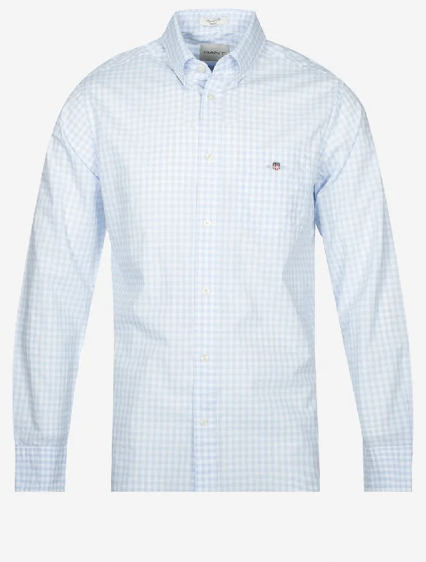 Take Advantage Regular Fit Poplin Gingham Shirt Light Blue