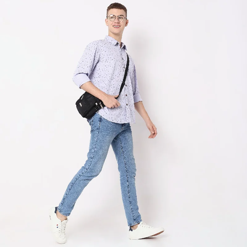 Weekend Special Modern Explorer - 100% - Washed Indigo Blue Print - Super Soft - Regular Fit Shirt