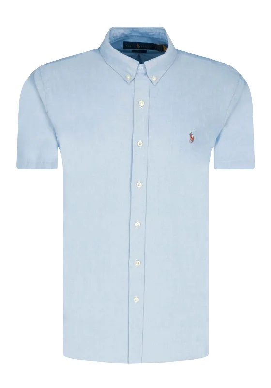 Unmissable Offer Ralph Lauren Oxford Classic Short Sleeve Slim Shirt, Blue