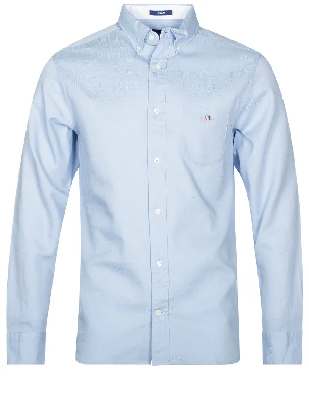 Sale Event Regular Honeycomb Texture Weave Shirt Muted Blue