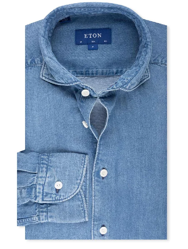 Instant Discount Slim Denim Shirt Denim