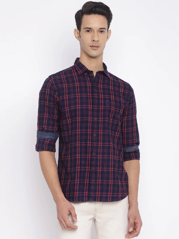 Deal of the Week Men's Red Casual Medium Checks Full Sleeve Shirt