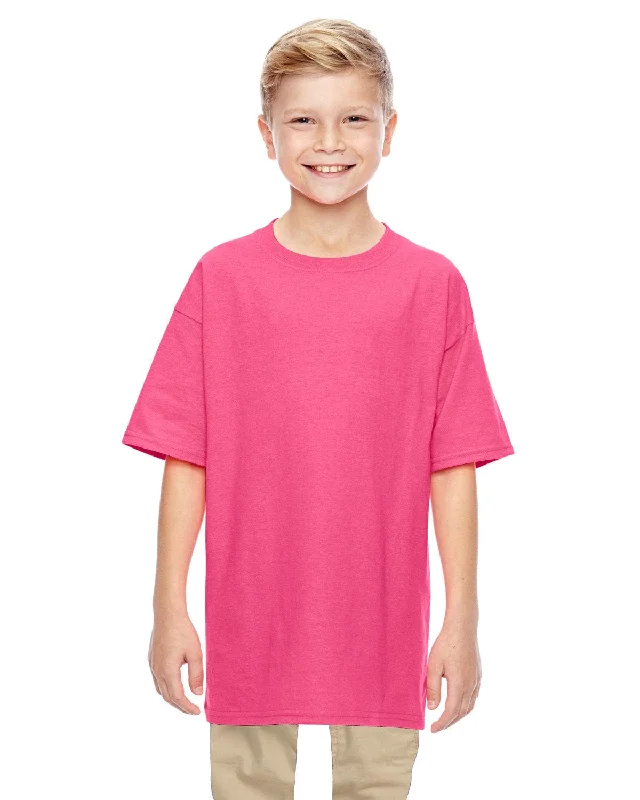 Hurry In Gildan Youth Lightweight 100% Cotton T-Shirt | Safety Pink