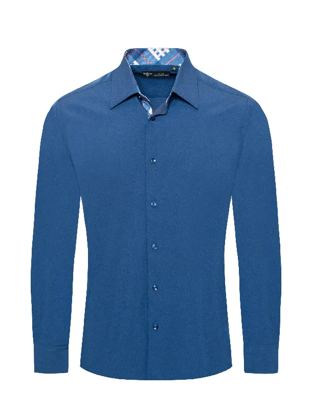 Instant Deal VIP COLLECTION DS-01 NAVY MEN'S DRESS SHIRT
