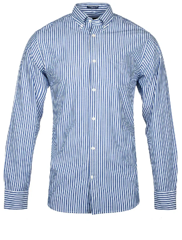 Epic Deals Regular Fit Stripe Broadcloth Shirt College Blue