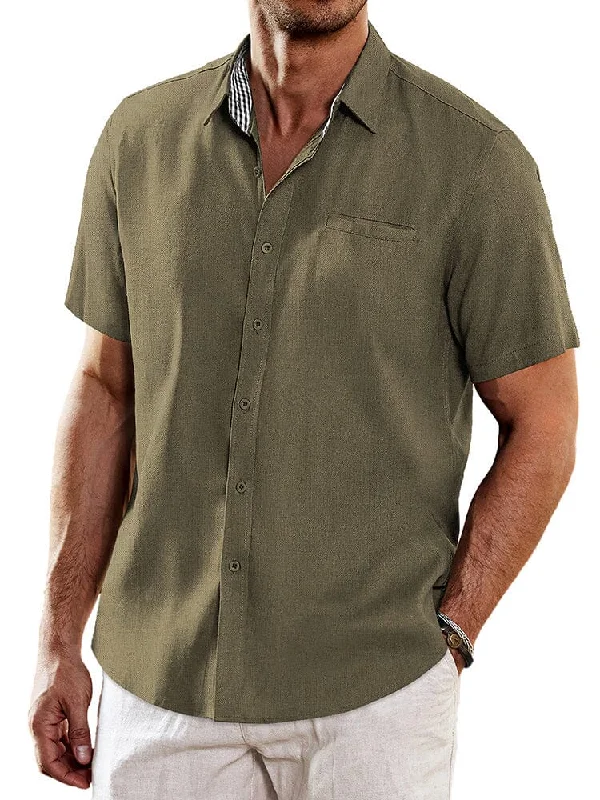 Act Fast Casual Unique Collar Cotton Linen Shirt (US Only)