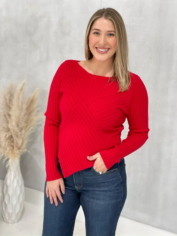 Year-End Clearance Flag Thrown Sweater - Red